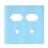 Placa p/ 2 Tomadas + 2  Furo 4x4 - Novara Celeste 